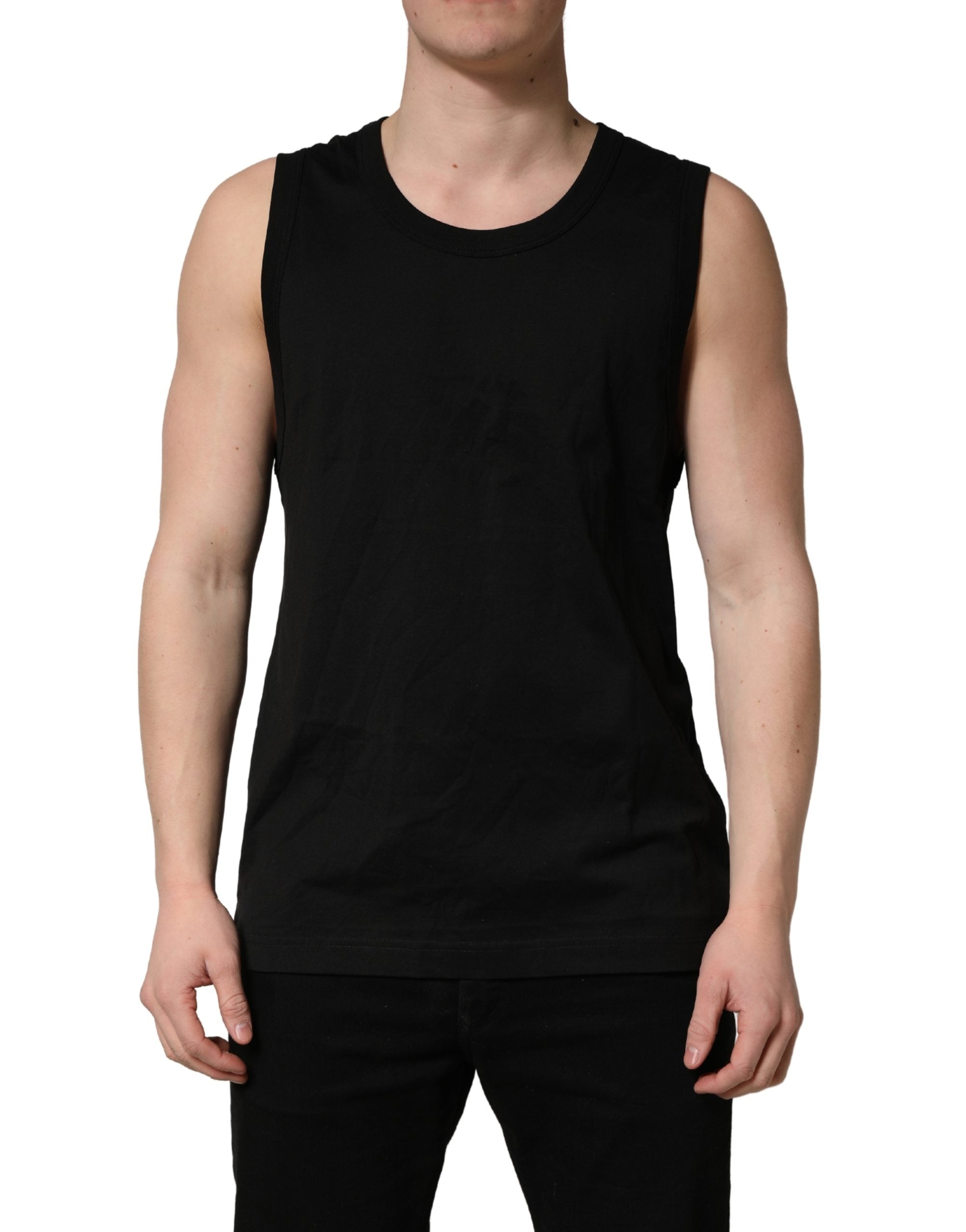 Pre-Owned Dolce & Gabbana Black Cotton Sleeveless Men Tank Top T-shirt