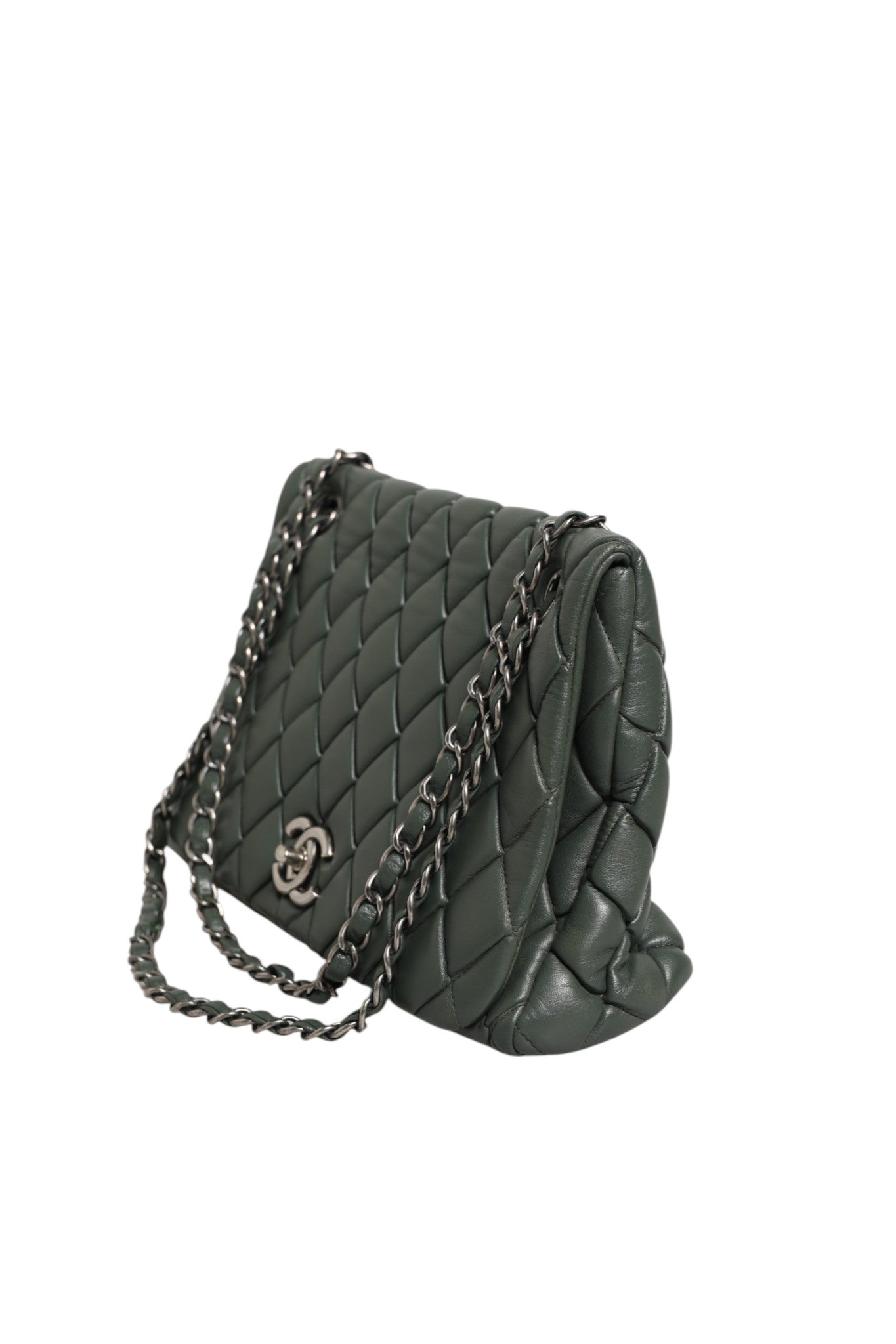 Chanel Quilted Black Leather Bubble Flap Bag