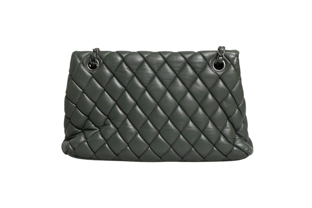 Chanel Quilted Black Leather Bubble Flap Bag