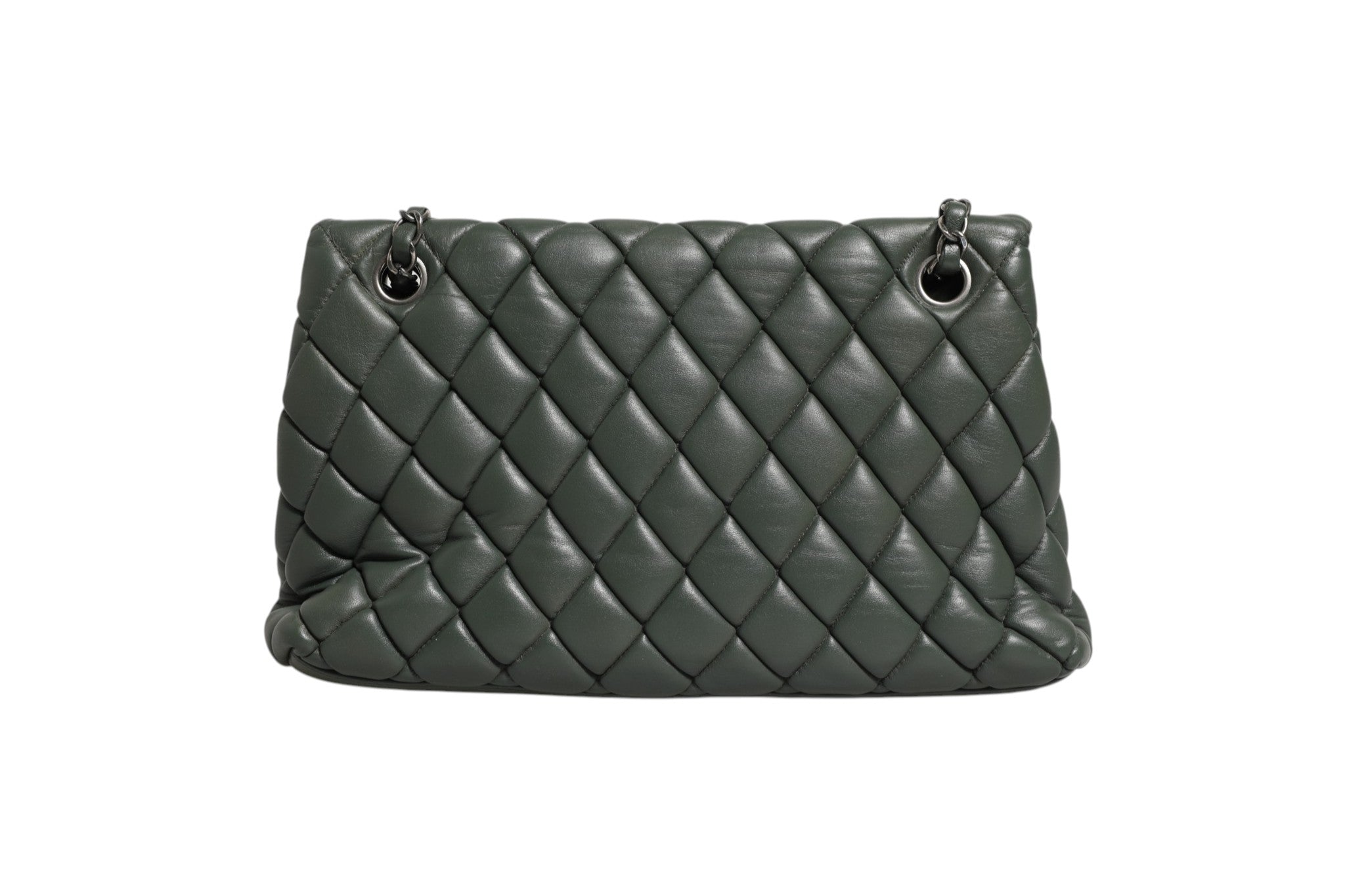 Chanel Quilted Black Leather Bubble Flap Bag