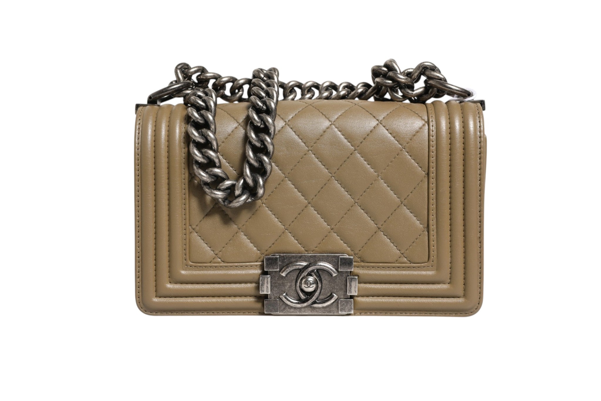 Chanel Beige Quilted Leather Boy Bag
