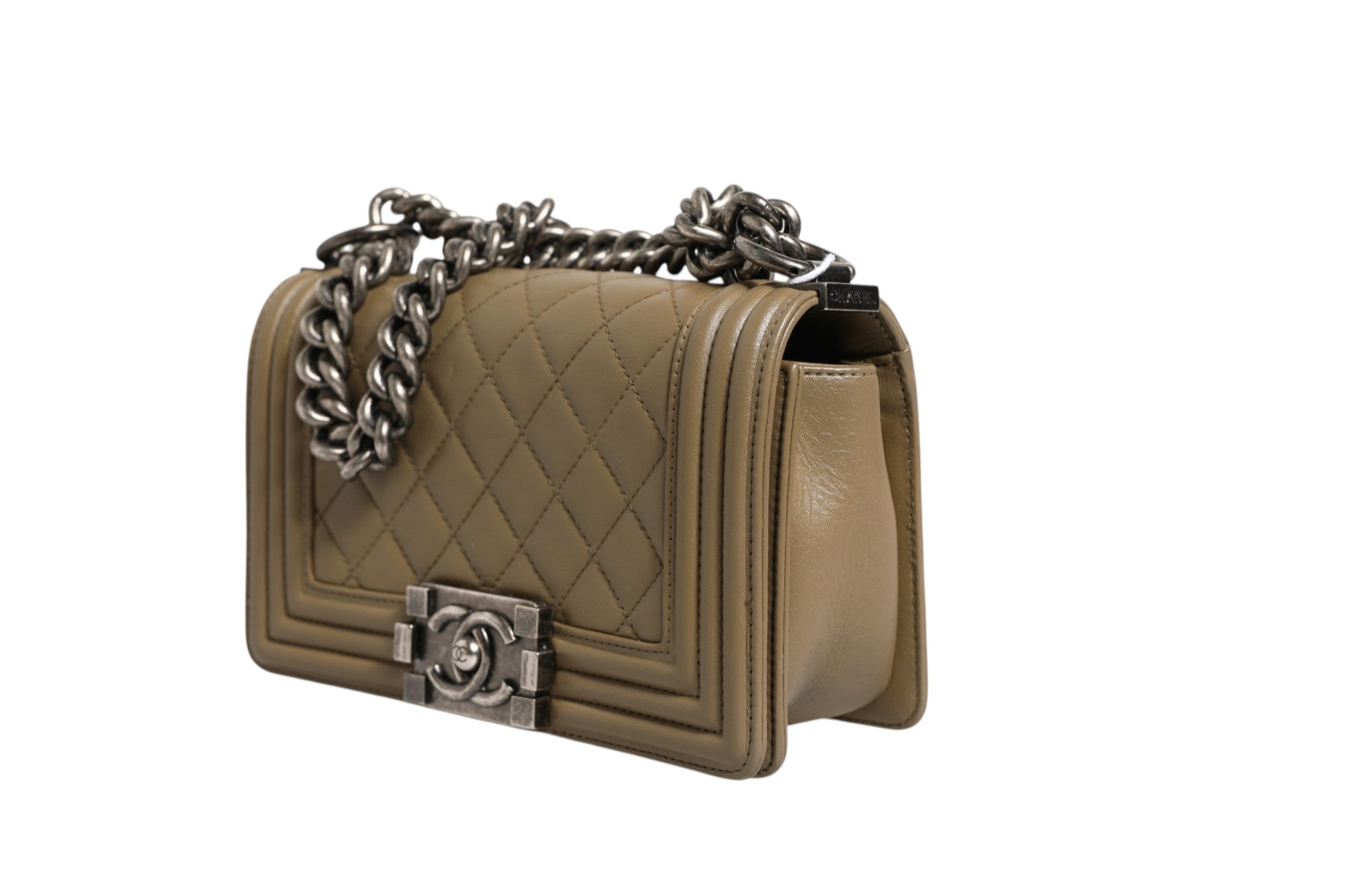 Chanel Beige Quilted Leather Boy Bag