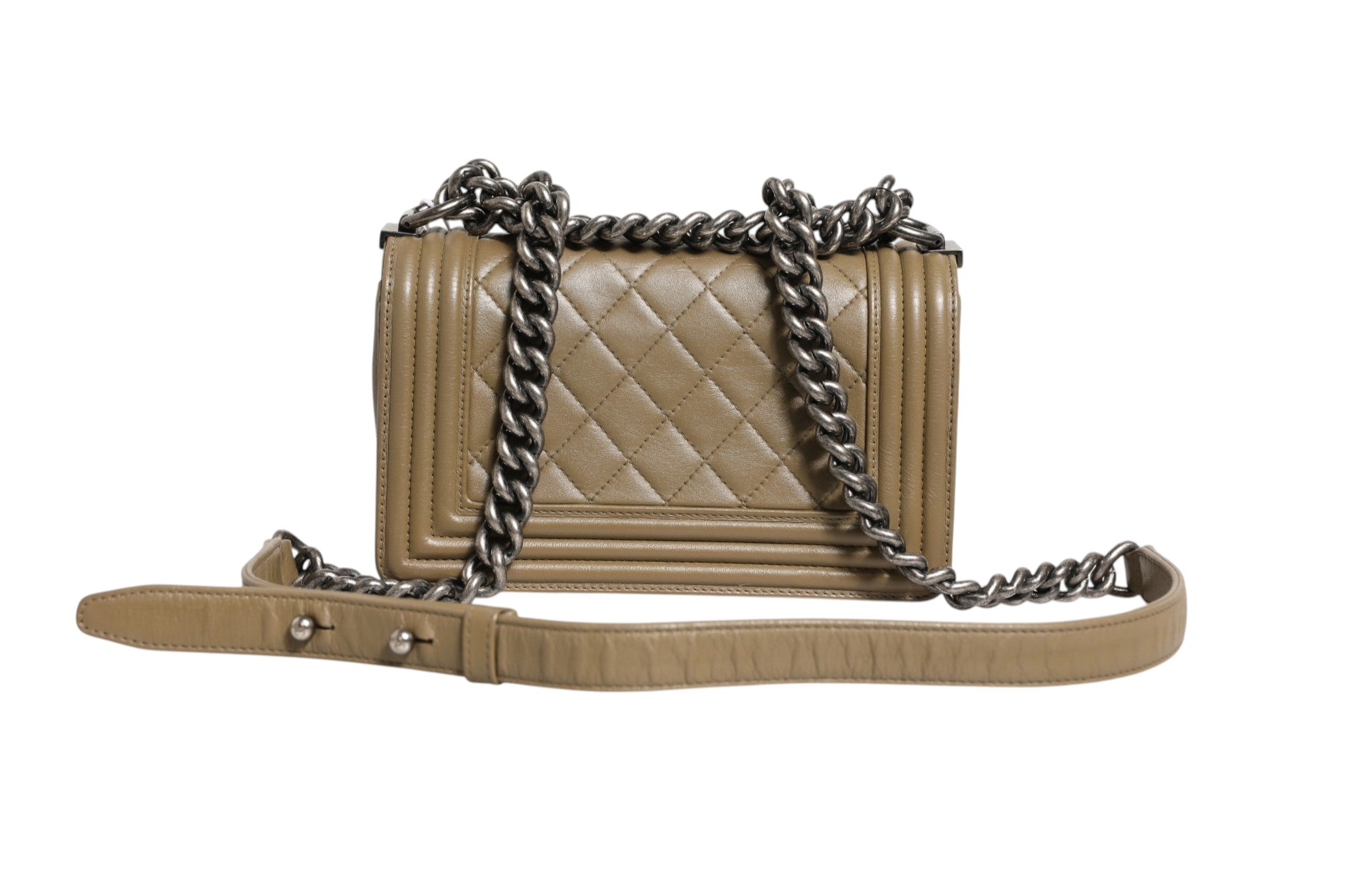 Chanel Beige Quilted Leather Boy Bag