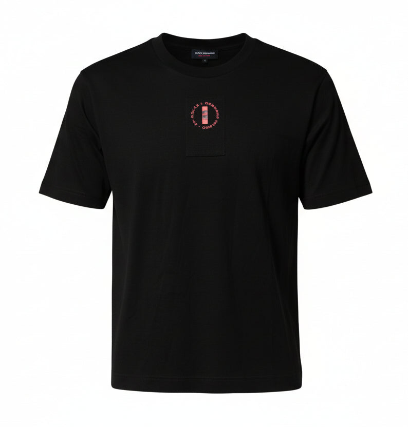 Dolce & Gabbana Black Cotton Jersey Logo Patch Crew Neck T-shirt