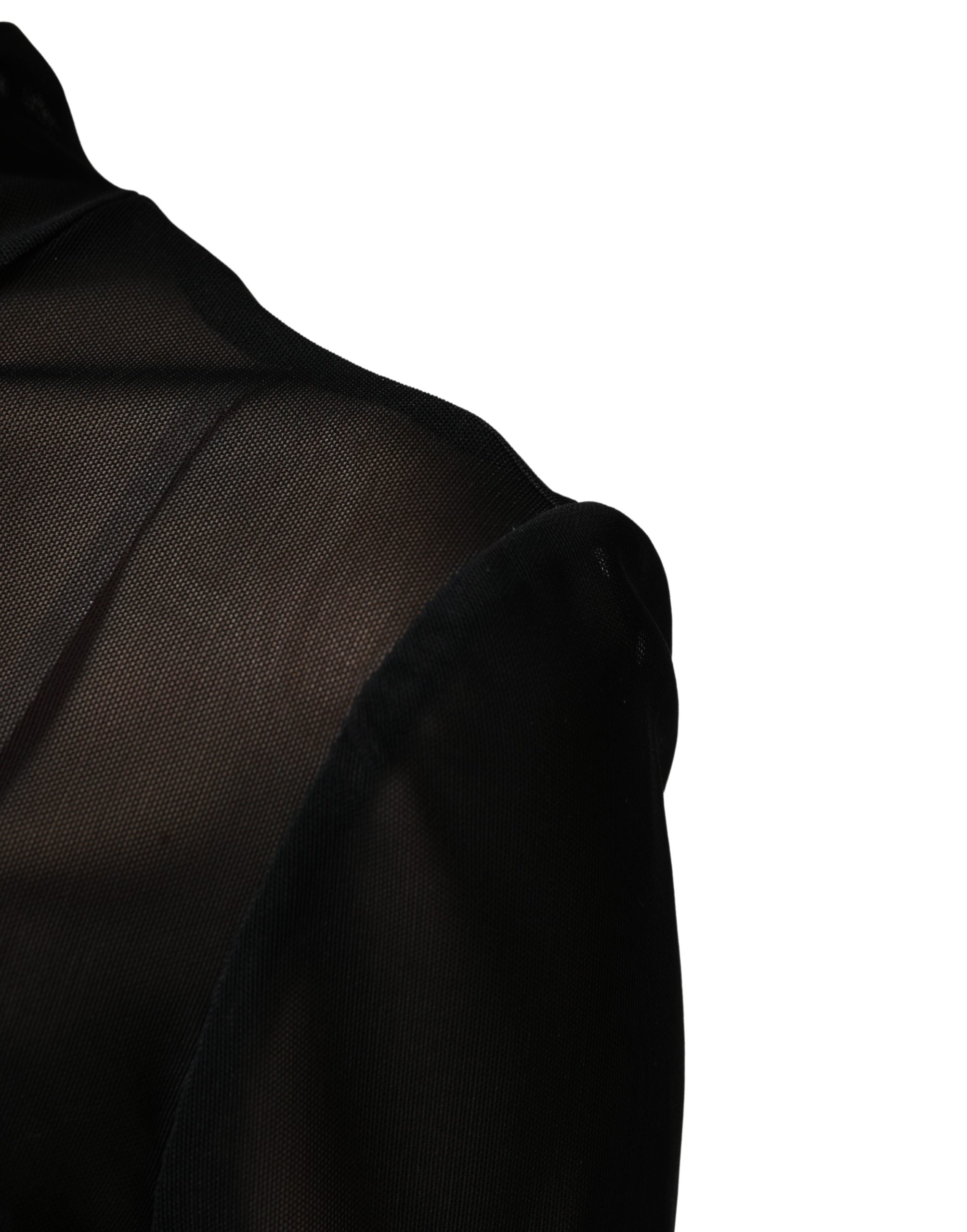 Dolce & Gabbana Black Nylon Sheer Turtleneck Jumpsuit Dress