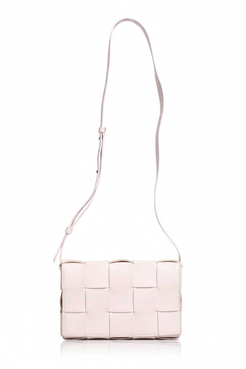 Bottega Veneta 22 Soft Pink Intrecciato Leather Cassette Shoulder Bag