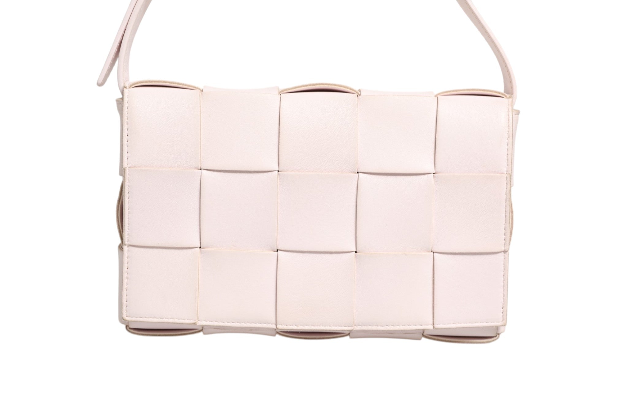 Bottega Veneta 22 Soft Pink Intrecciato Leather Cassette Shoulder Bag