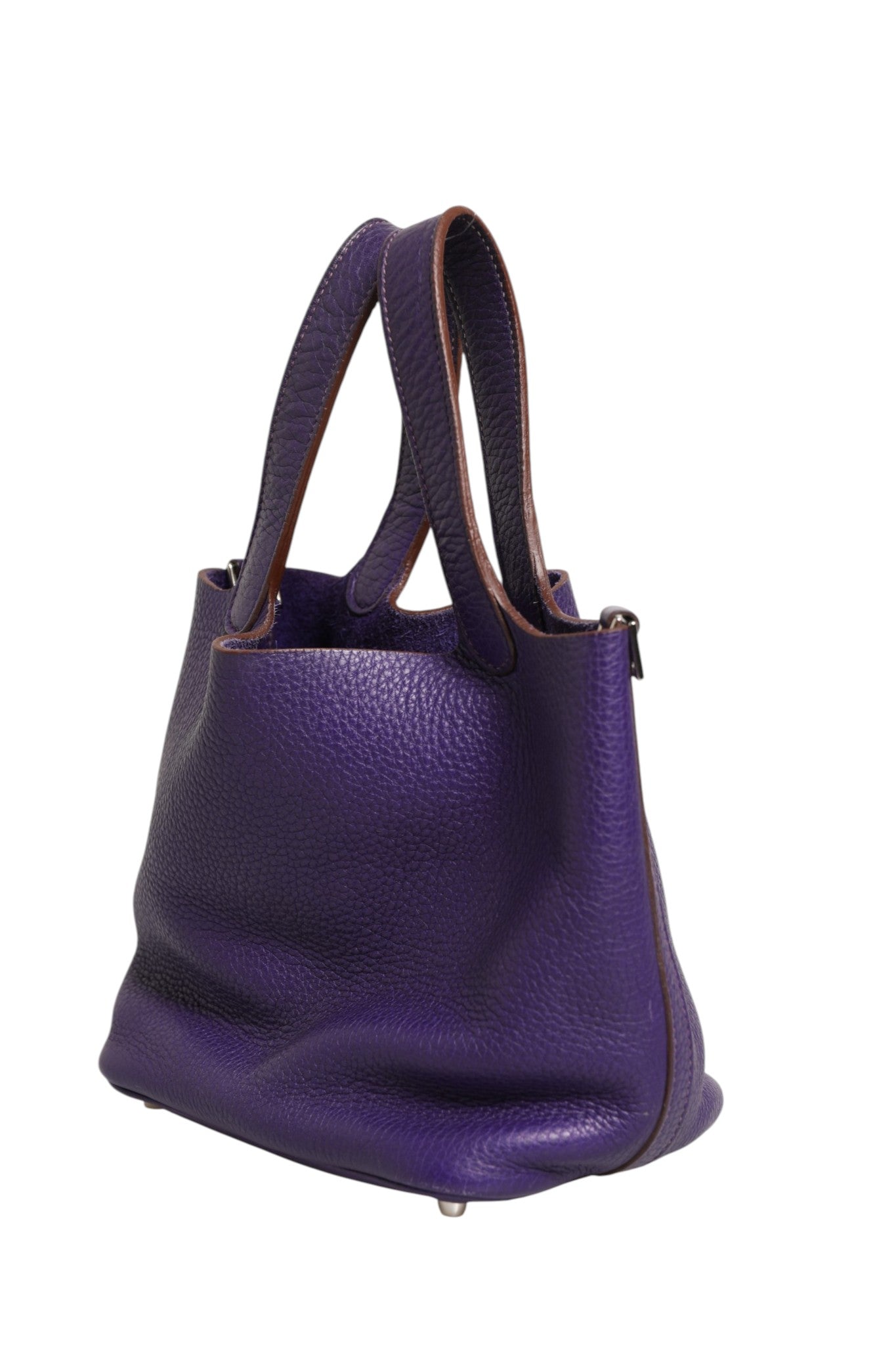 Hermès 18 Violet Clemence Leather Picotin Lock Handbag