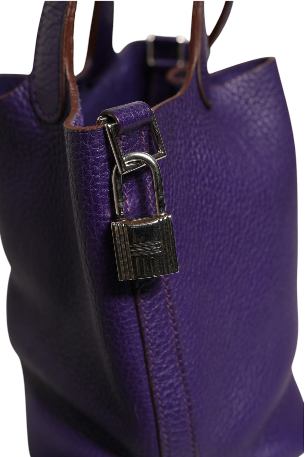 Hermès 18 Violet Clemence Leather Picotin Lock Handbag