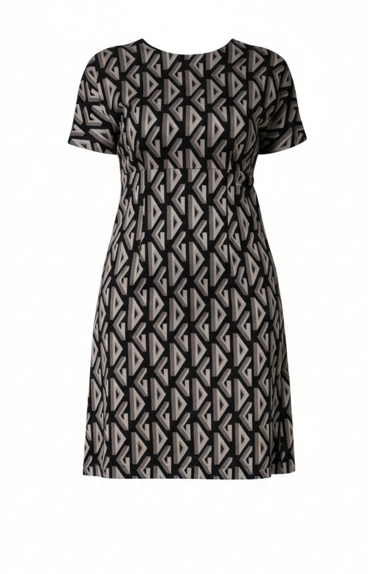 Dolce & Gabbana Black Logo Print Cotton Knee Length Dress