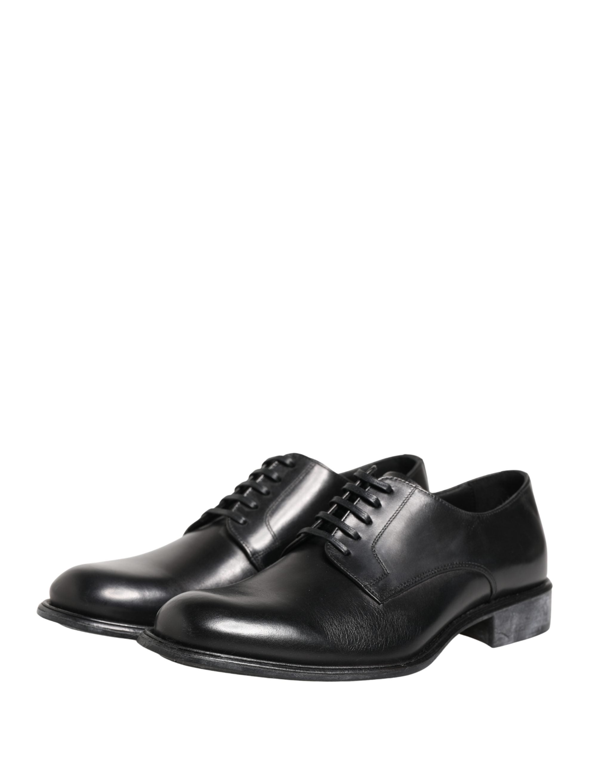Dolce & Gabbana Black Calfskin Leather Derby Men Dress Shoes