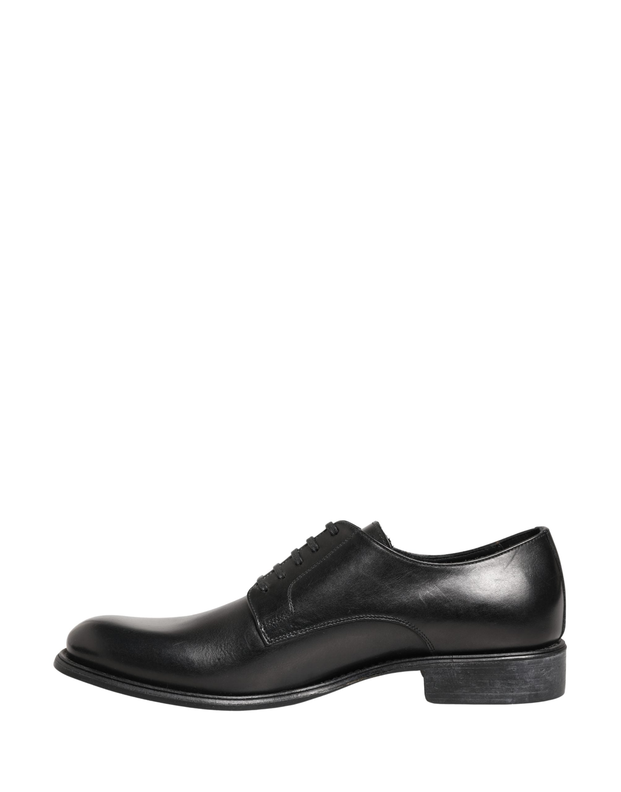 Dolce & Gabbana Black Calfskin Leather Derby Men Dress Shoes