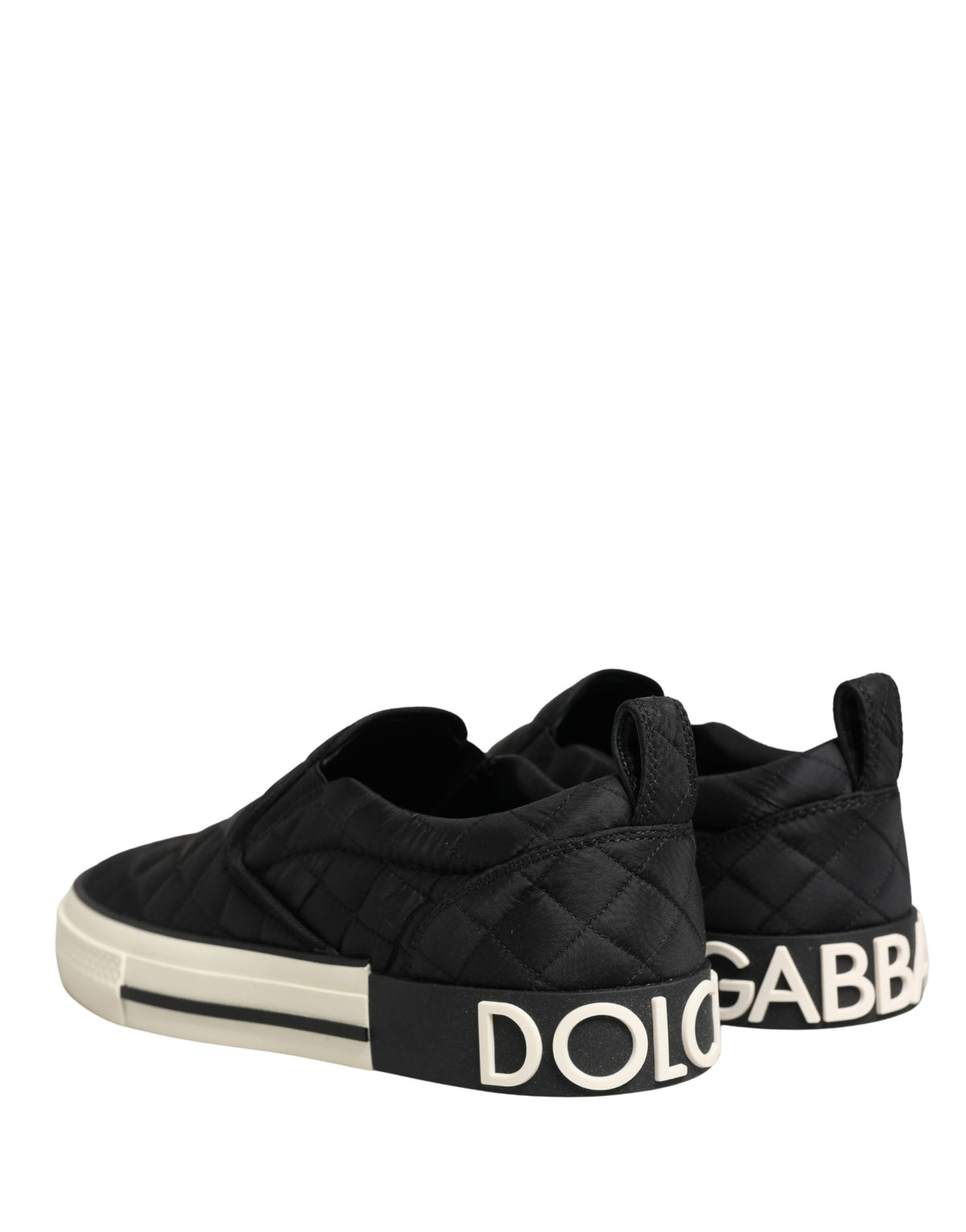 New Dolce & Gabbana Black Quilted Slip On Low Top Sneakers Shoes