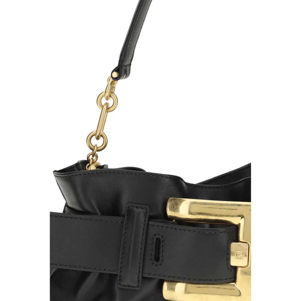 Balmain Black Leather Shoulder Bag