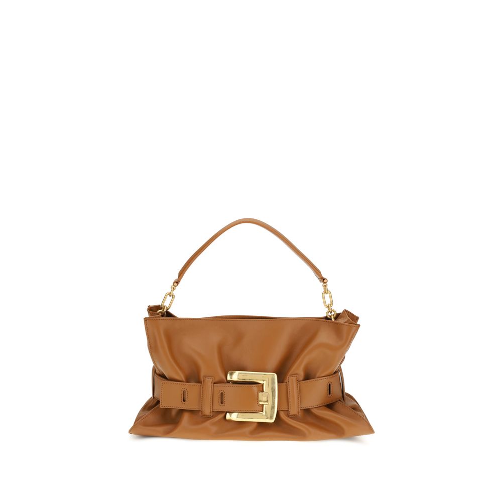 Balmain Brown Leather Shoulder Bag