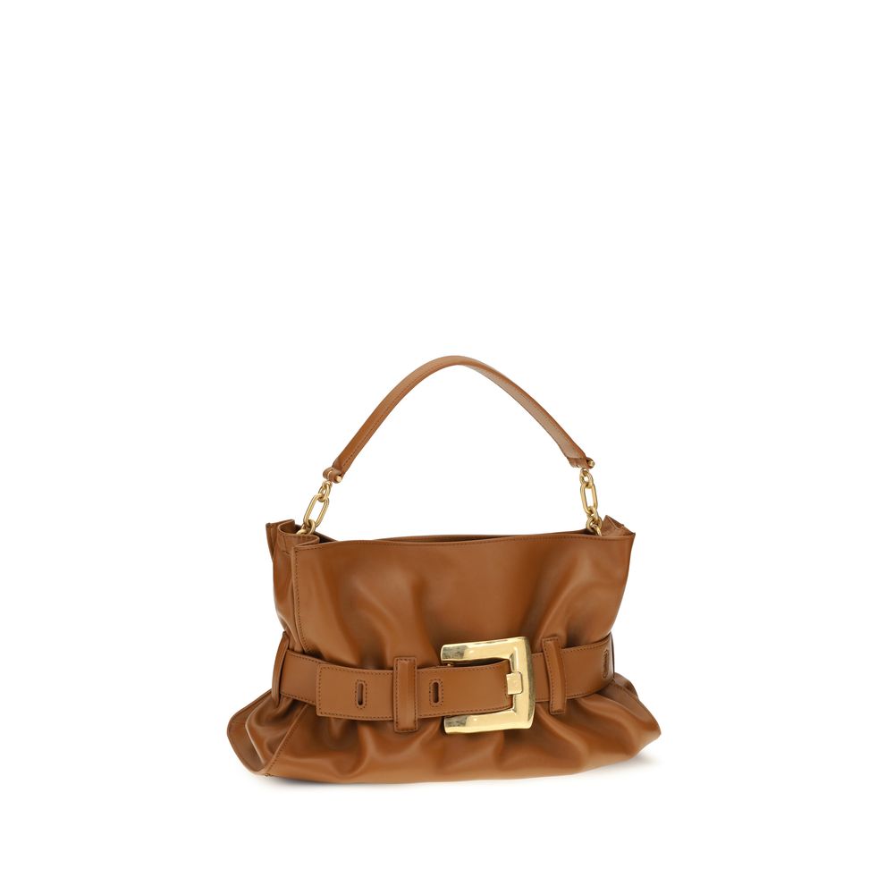 Balmain Brown Leather Shoulder Bag