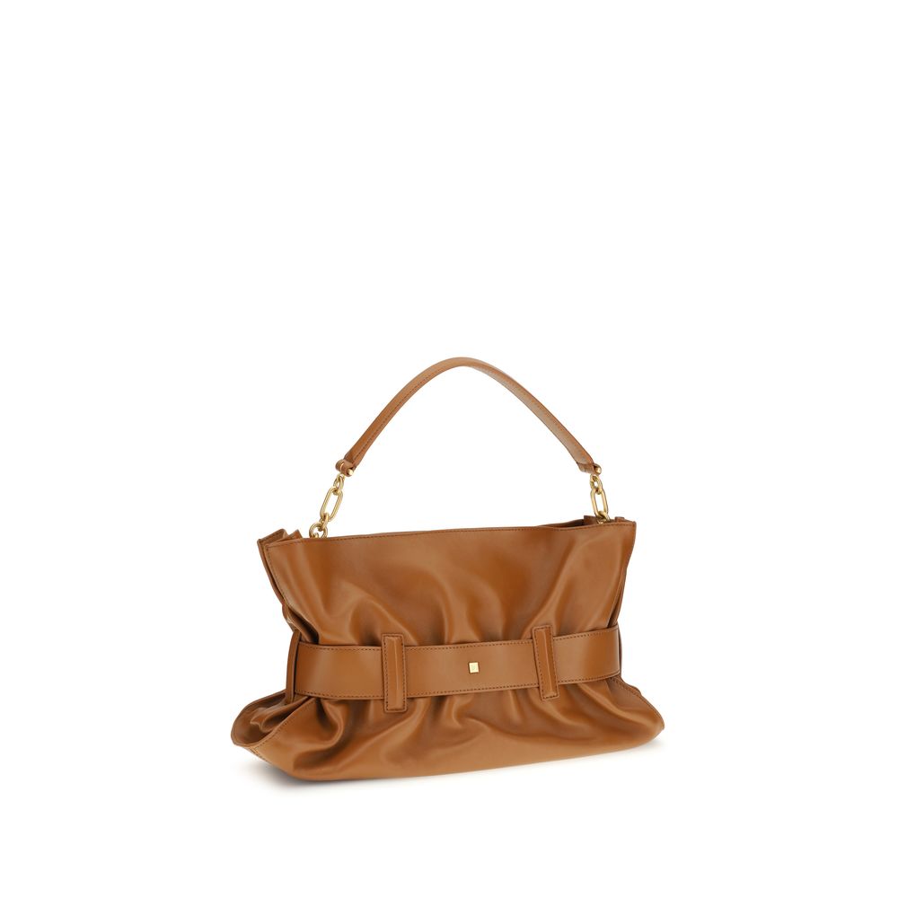 Balmain Brown Leather Shoulder Bag