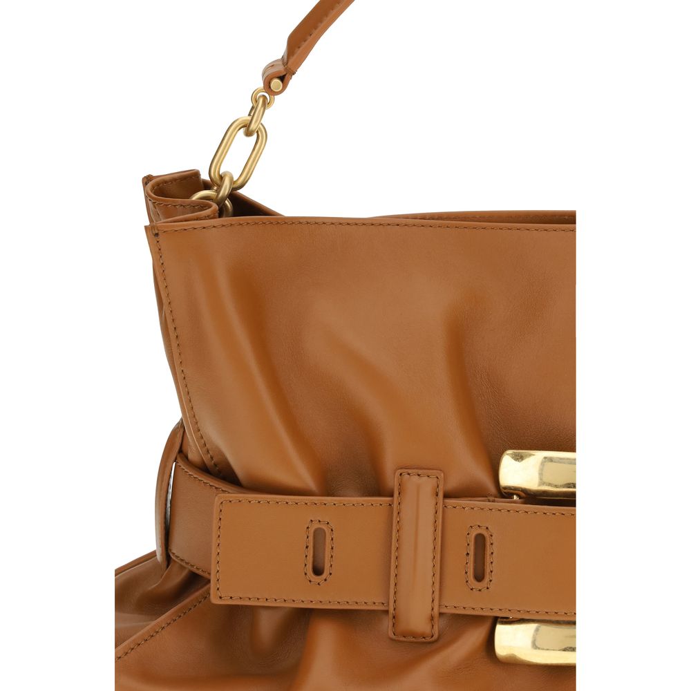 Balmain Brown Leather Shoulder Bag