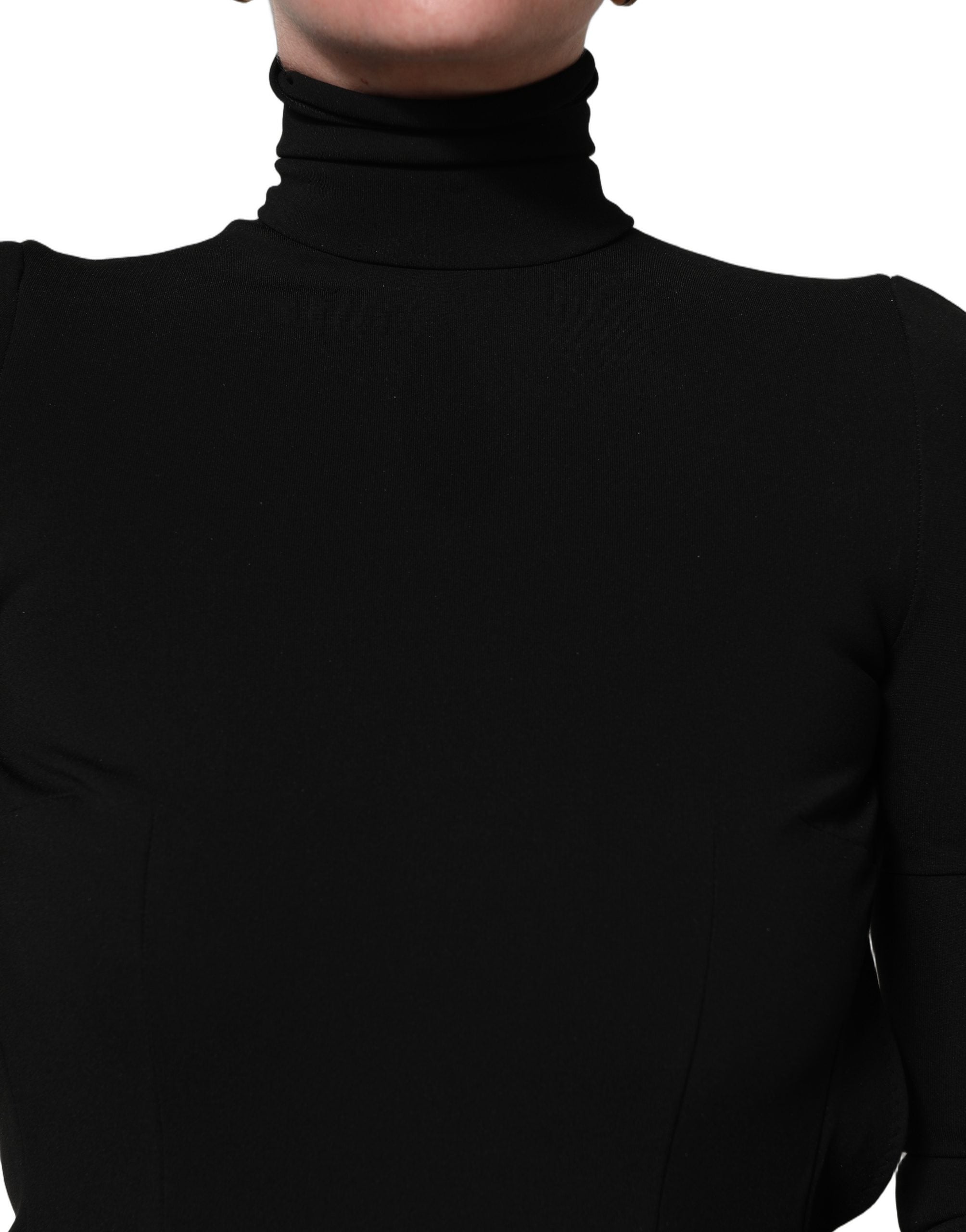 Dolce & Gabbana Black Long Sleeves Viscose Sheath Maxi Dress