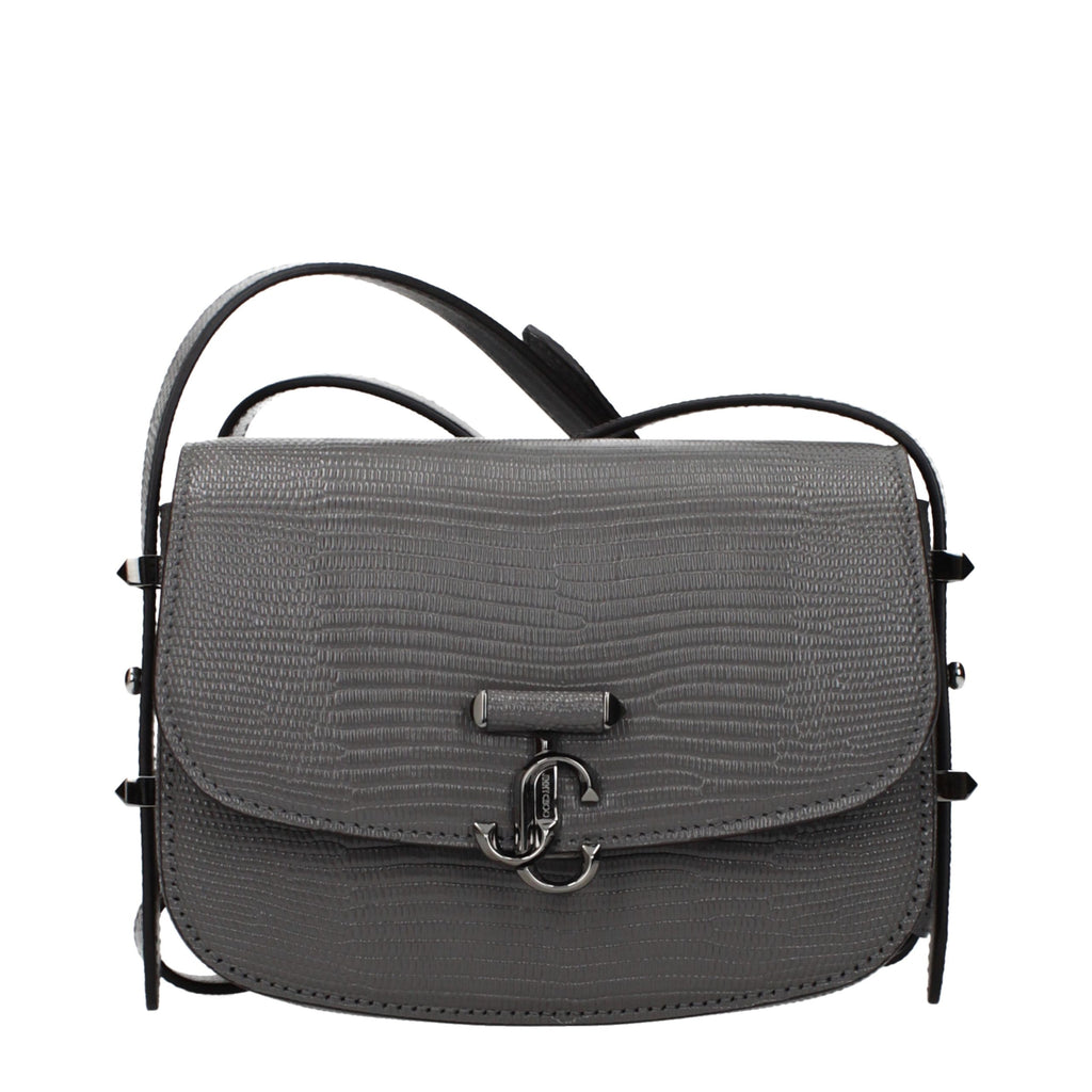 Jimmy Choo Gray Leather Shoulder Bag