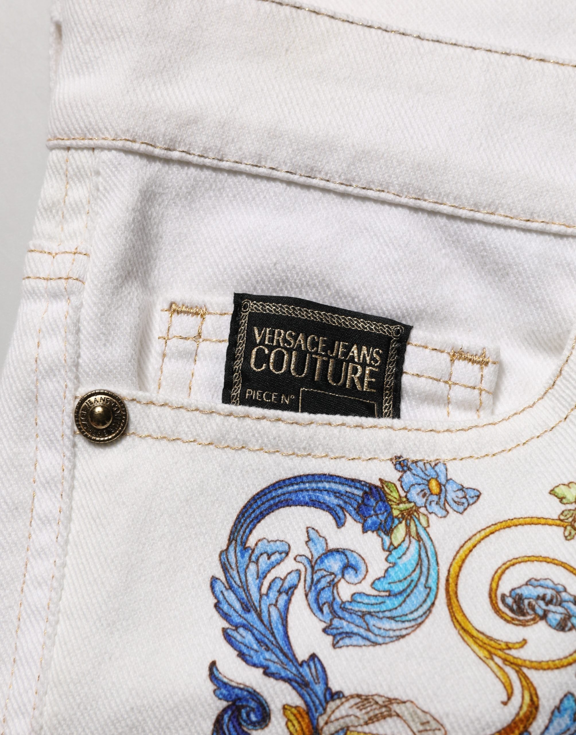 Versace Jeans Couture White Floral Print Skinny Denim Jeans