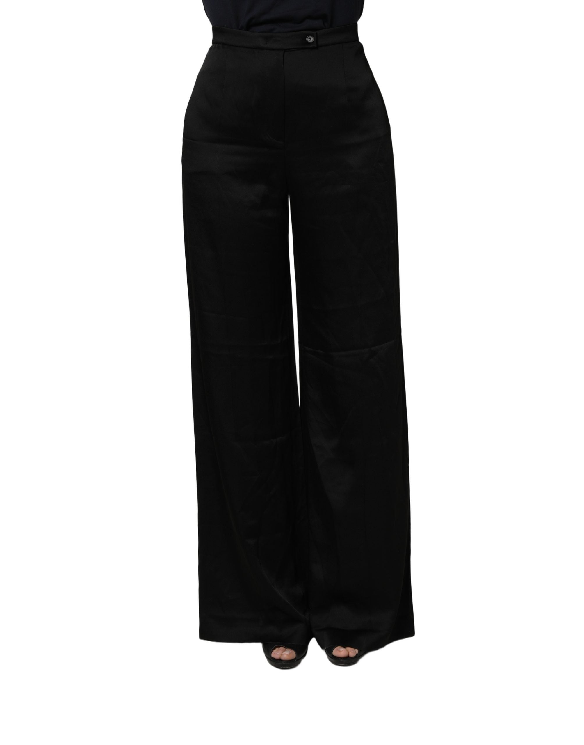 Alberta Ferretti Black HighWaist WideLeg Women Trouser Pants