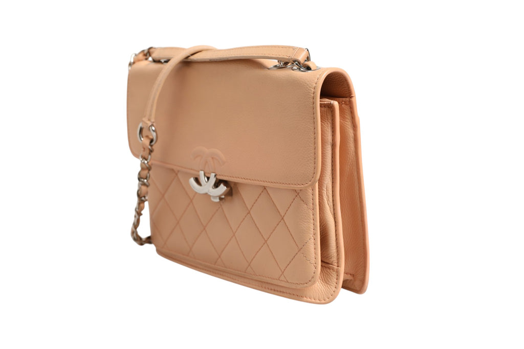 Chanel Small Powder Pink Quilted Leather CC Box Flap Bag