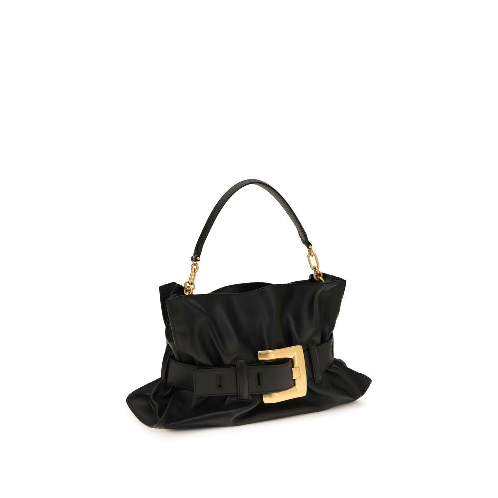 Balmain Black Leather Shoulder Bag