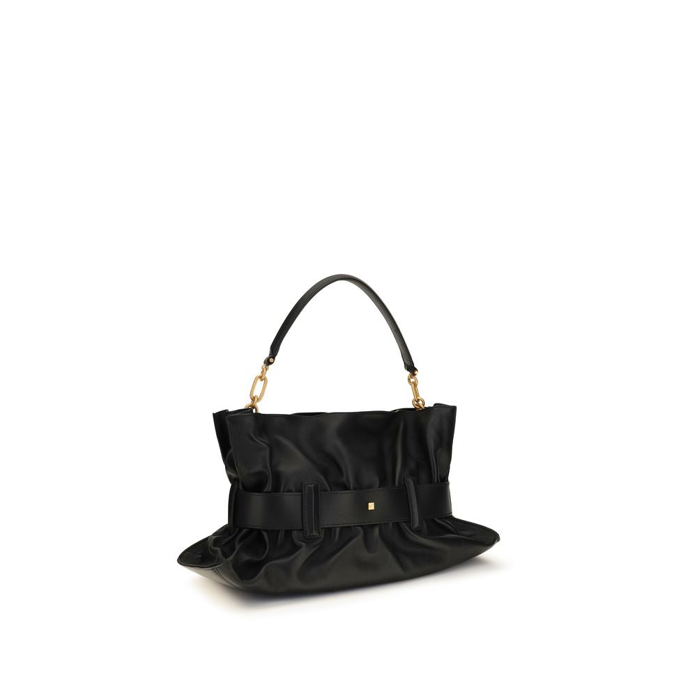 Balmain Black Leather Shoulder Bag