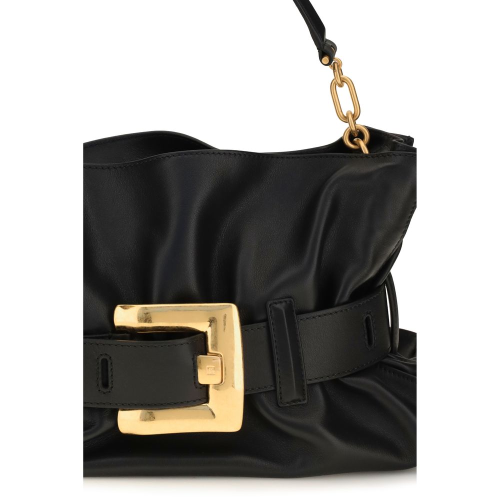 Balmain Black Leather Shoulder Bag