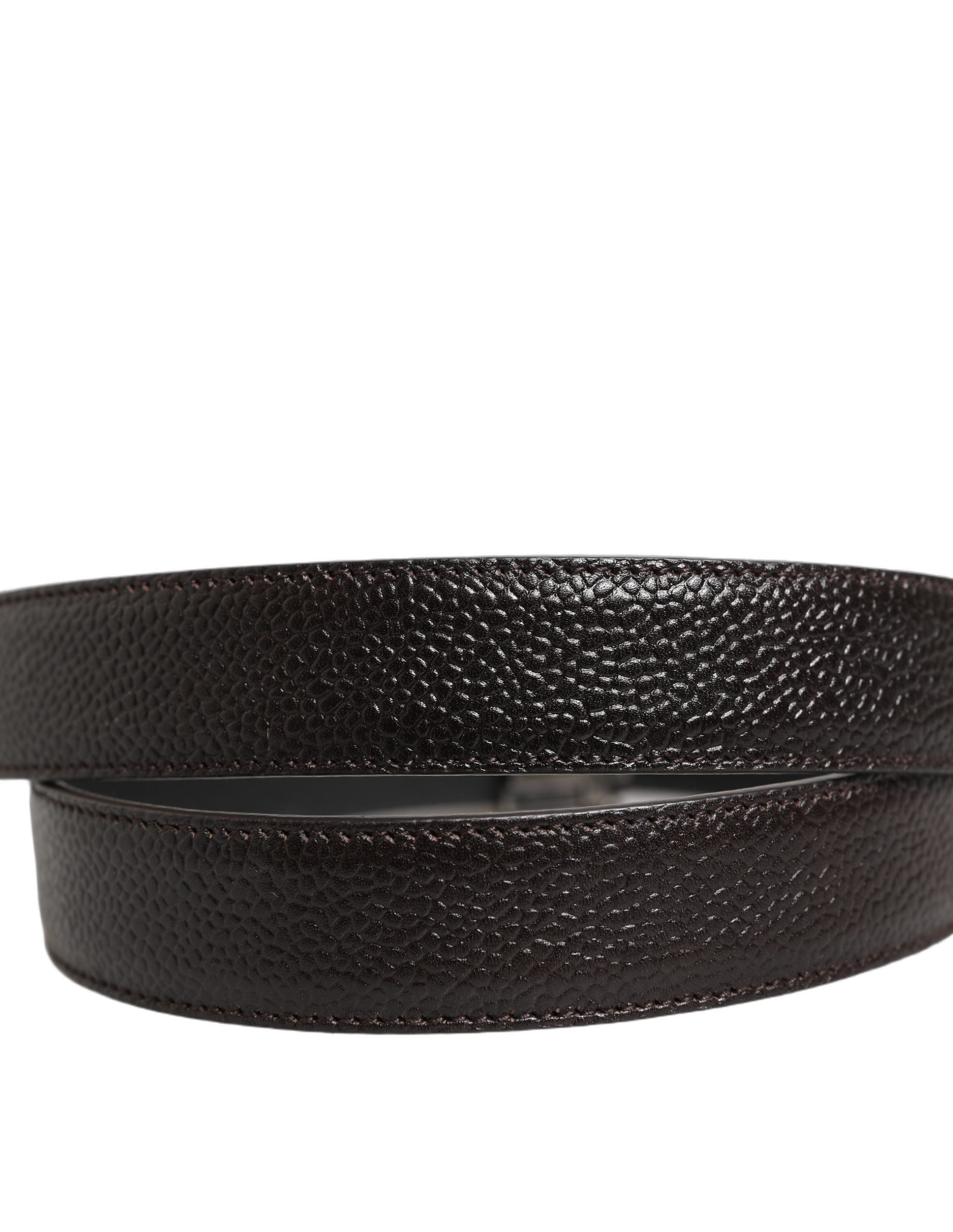 Dolce & Gabbana Brown Leather Vintage Silver Buckle Belt