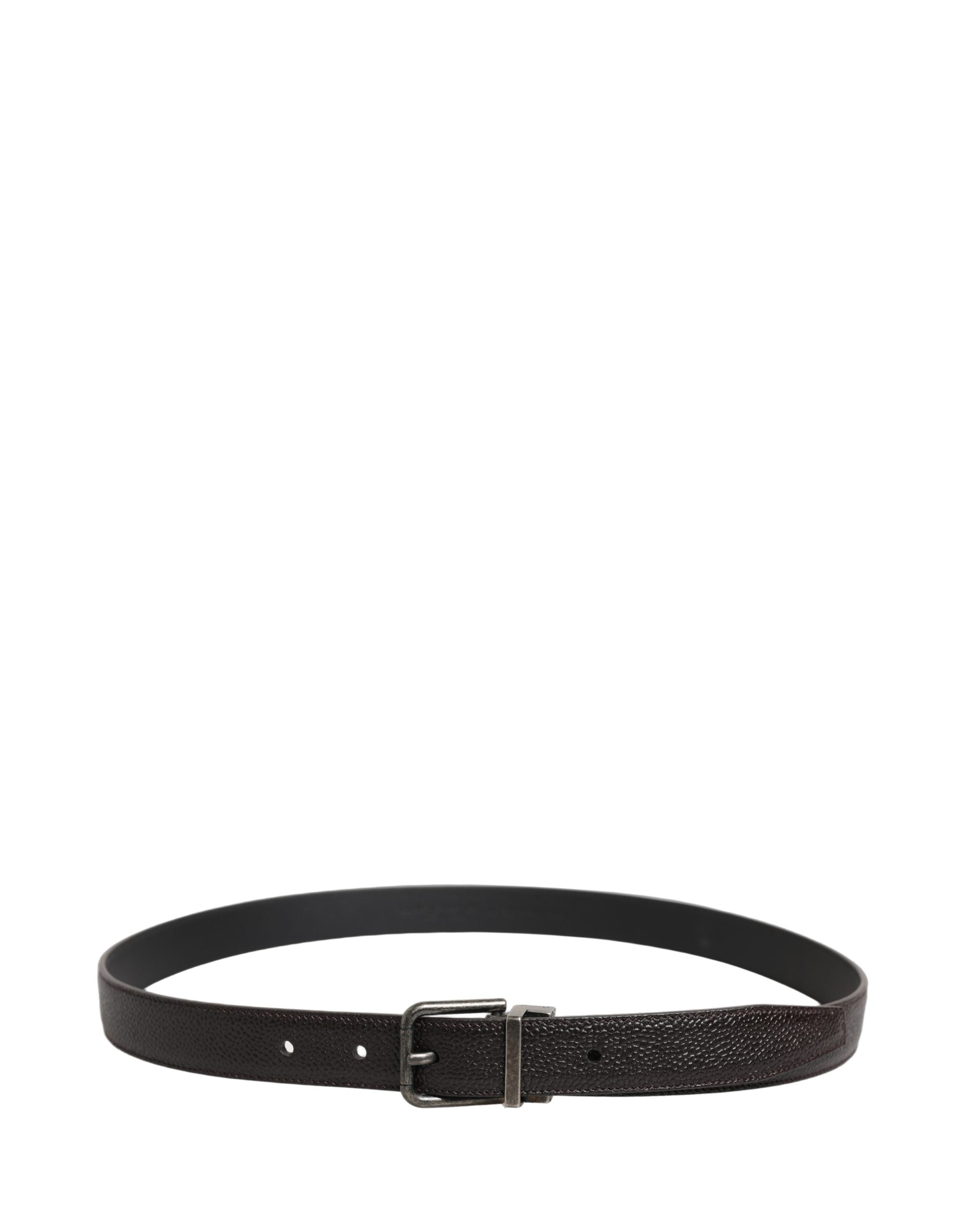 Dolce & Gabbana Brown Leather Vintage Silver Buckle Belt