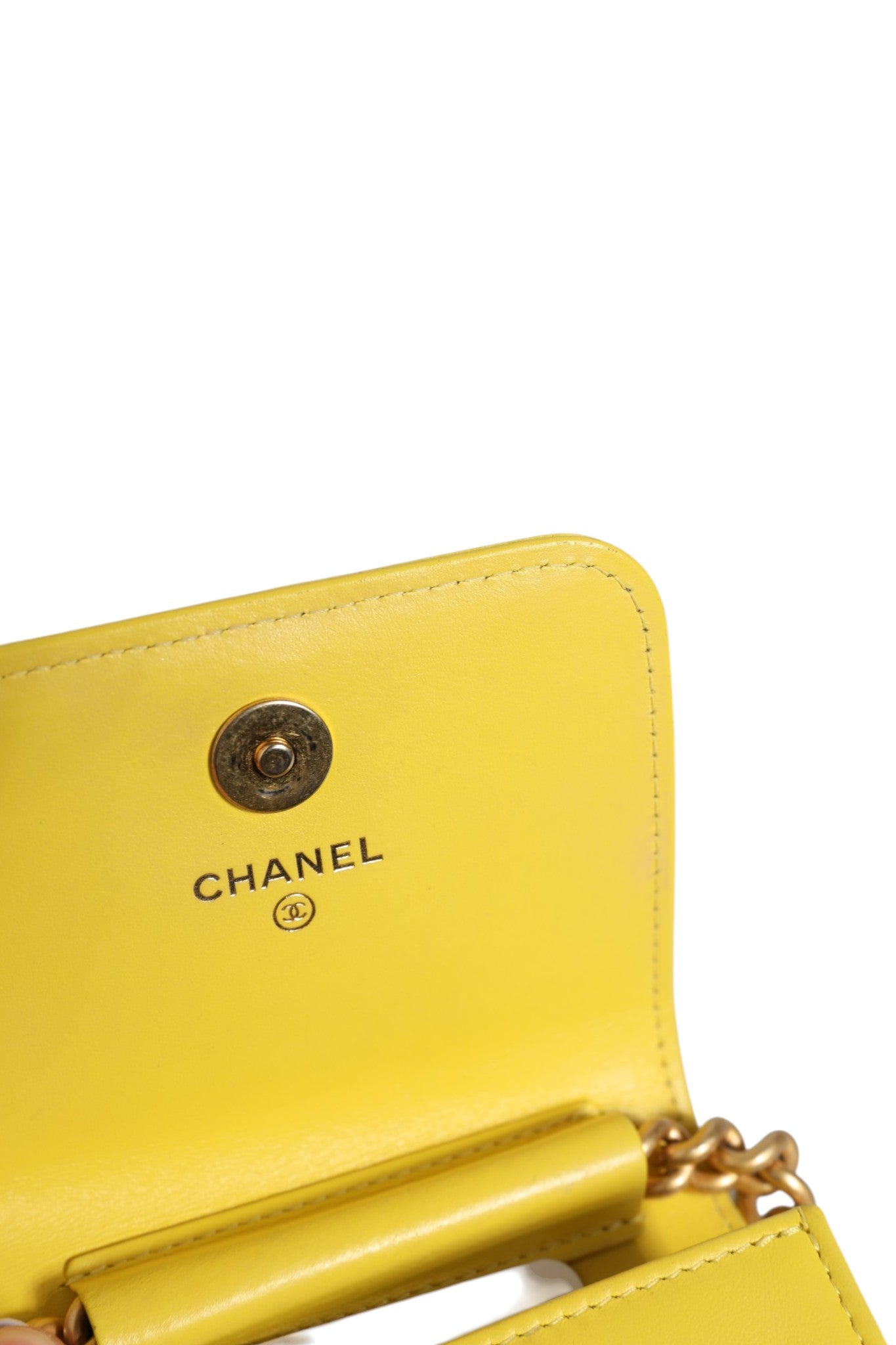 Chanel Yellow Chevron Leather Mini Boy Belt Bag