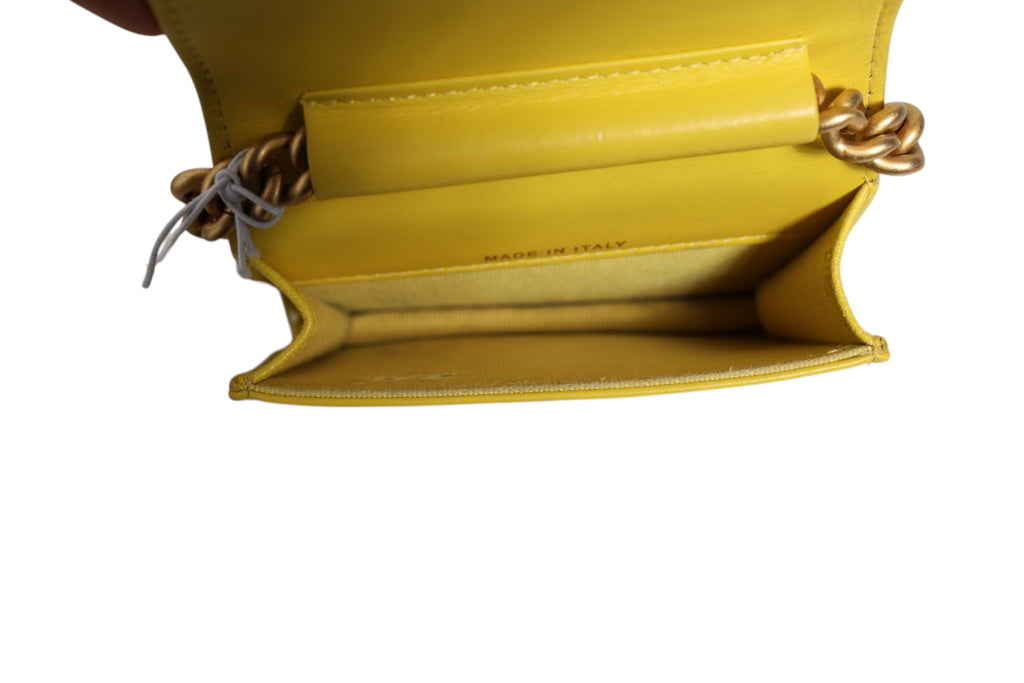 Chanel Yellow Chevron Leather Mini Boy Belt Bag