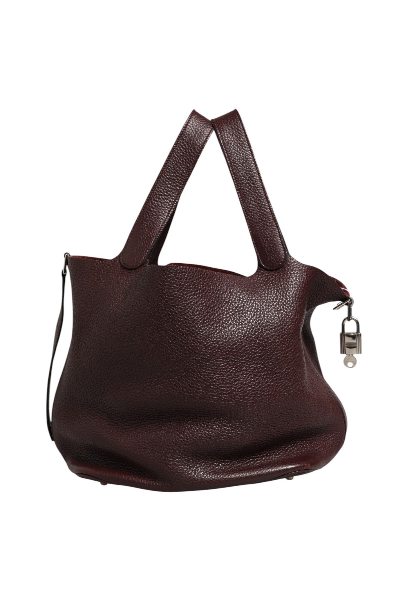 Hermès Burgundy Taurillon Clemence Leather Picoton Lock Handbag