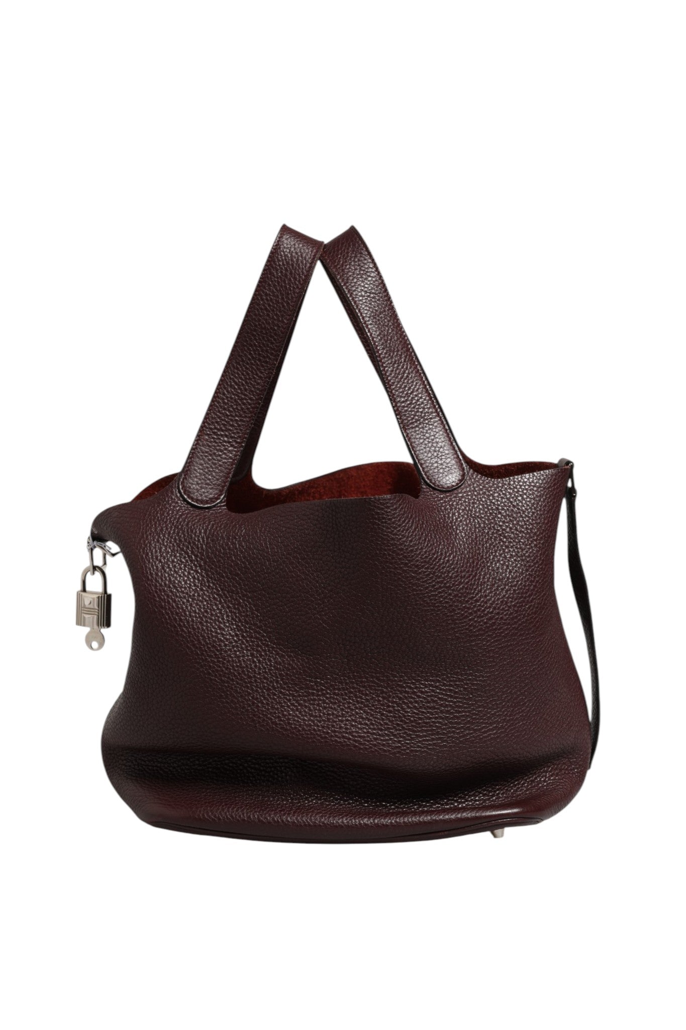 Hermès Burgundy Taurillon Clemence Leather Picoton Lock Handbag
