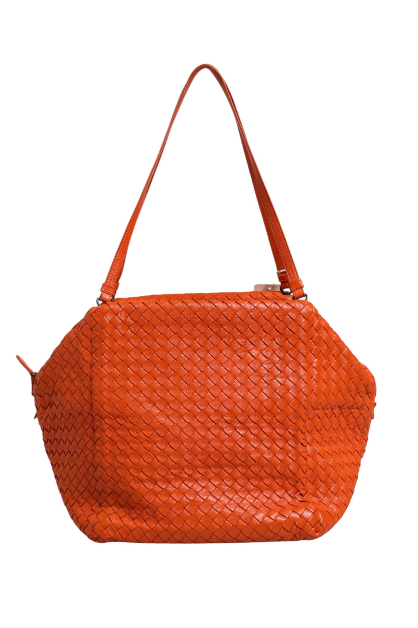 Bottega Veneta 35 Orange Intrecciato Nappa Leather Cube Bag