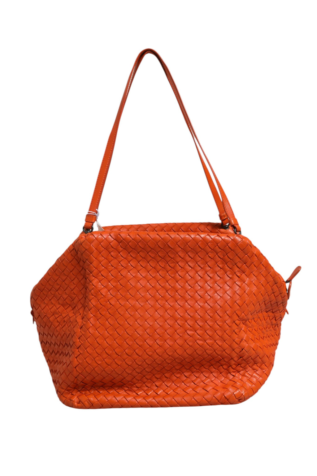 Bottega Veneta 35 Orange Intrecciato Nappa Leather Cube Bag