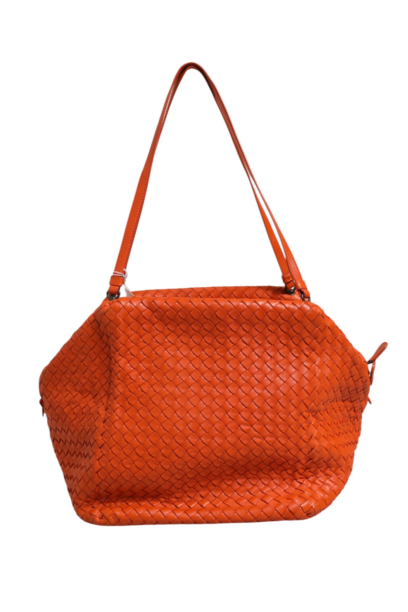 Bottega Veneta 35 Orange Intrecciato Nappa Leather Cube Bag