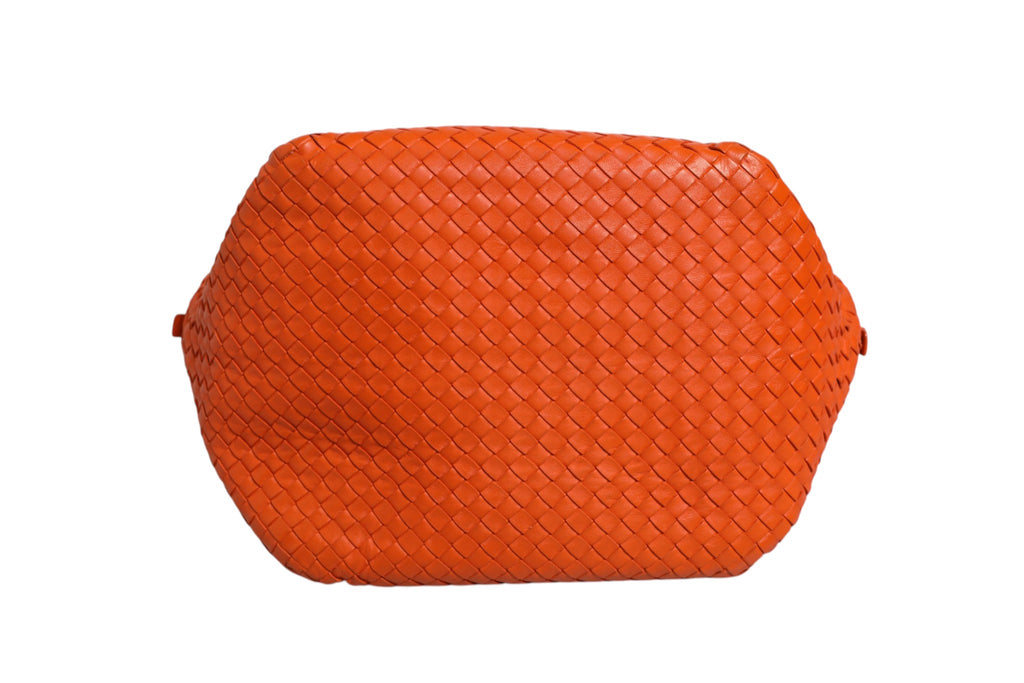 Bottega Veneta 35 Orange Intrecciato Nappa Leather Cube Bag