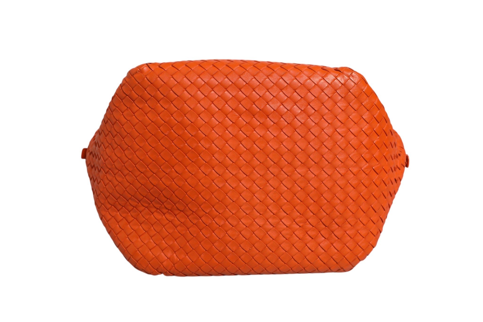 Bottega Veneta 35 Orange Intrecciato Nappa Leather Cube Bag