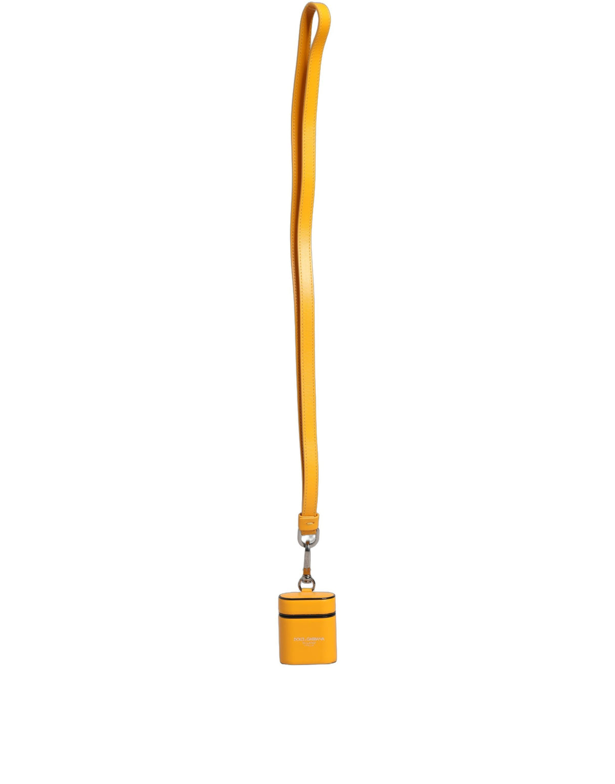 Dolce & Gabbana Case Yellow Leather Logo Flip Holder Strap Airpods