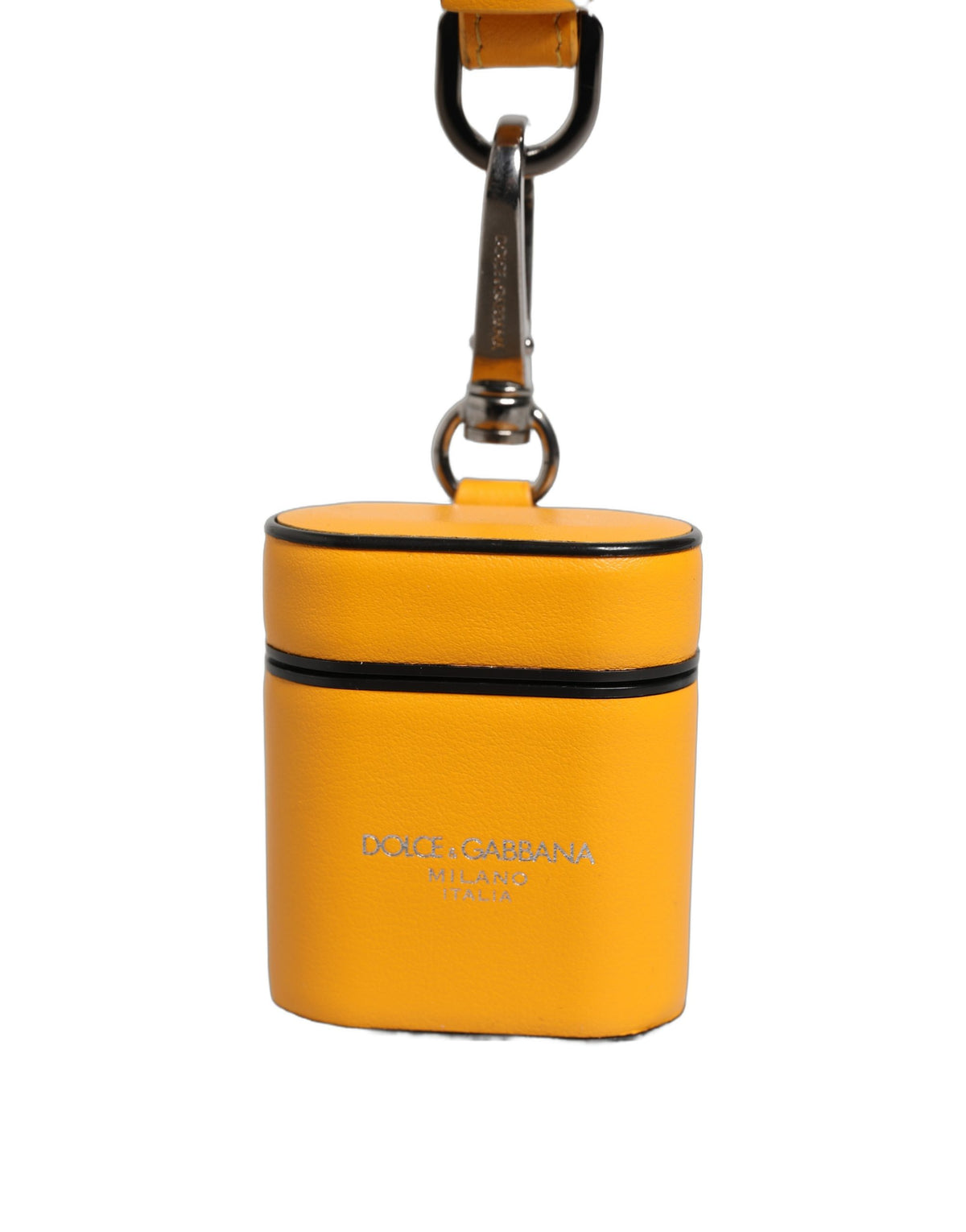 Dolce & Gabbana Case Yellow Leather Logo Flip Holder Strap Airpods