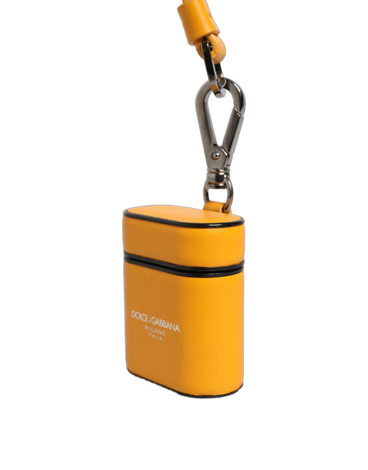 Dolce & Gabbana Case Yellow Leather Logo Flip Holder Strap Airpods