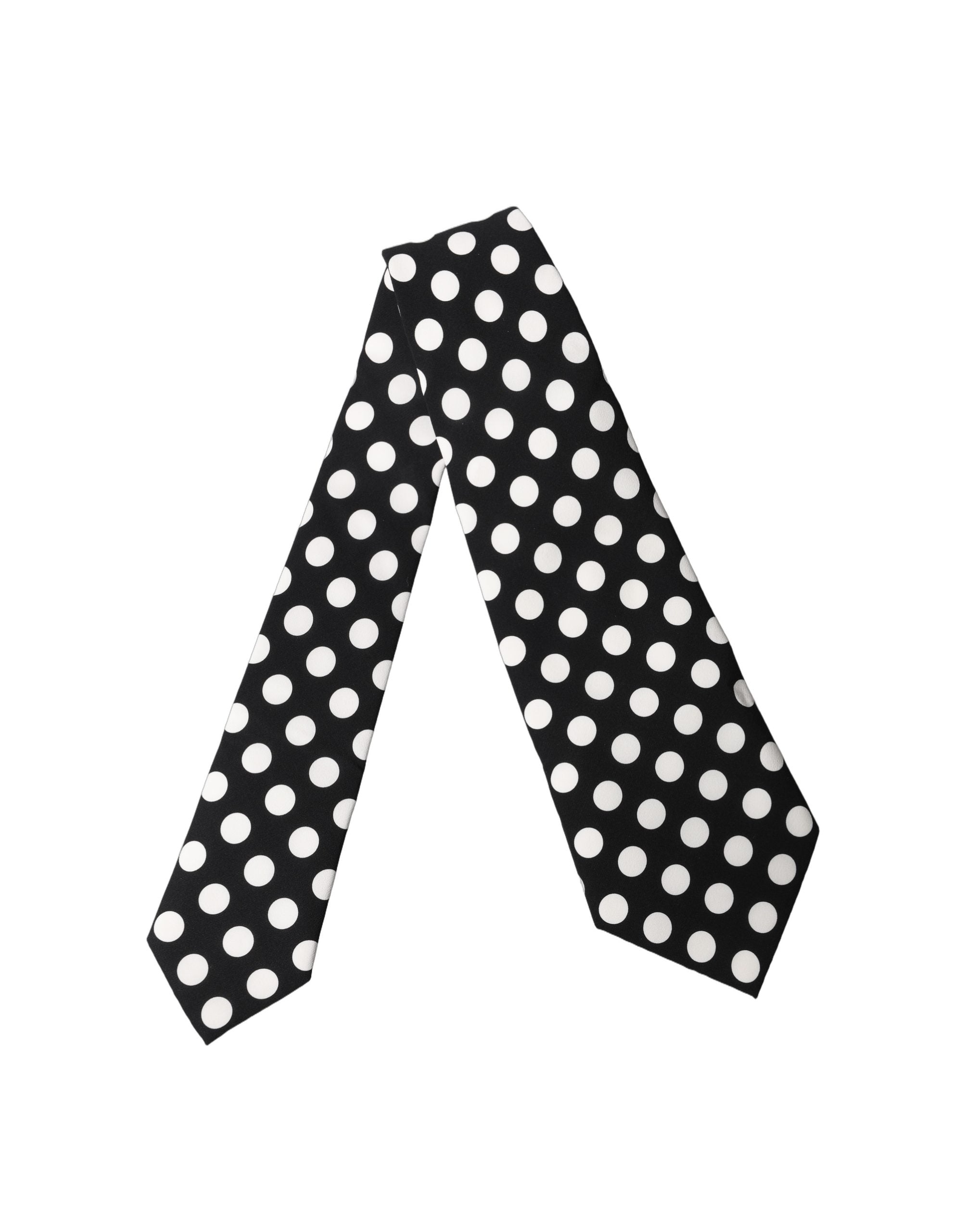 Dolce & Gabbana Dark Gray White Polka Dot Silk Adjustable Women Necktie Tie