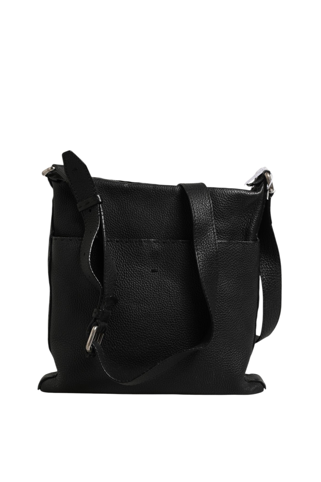 Fendi Selleria Black Leather Messenger Bag