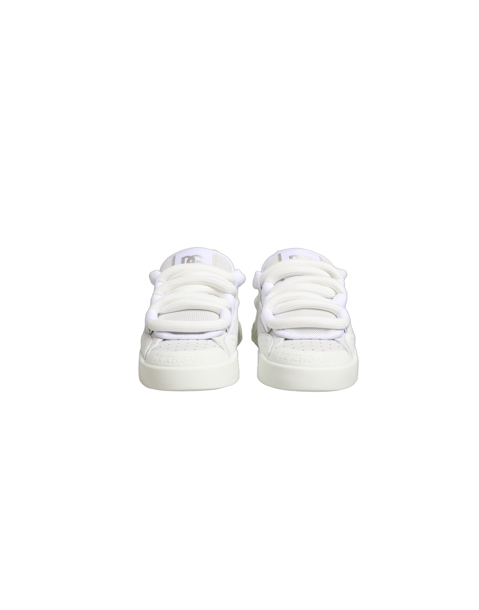 Dolce & Gabbana White Calfskin Leather Low Top Sneakers Shoes