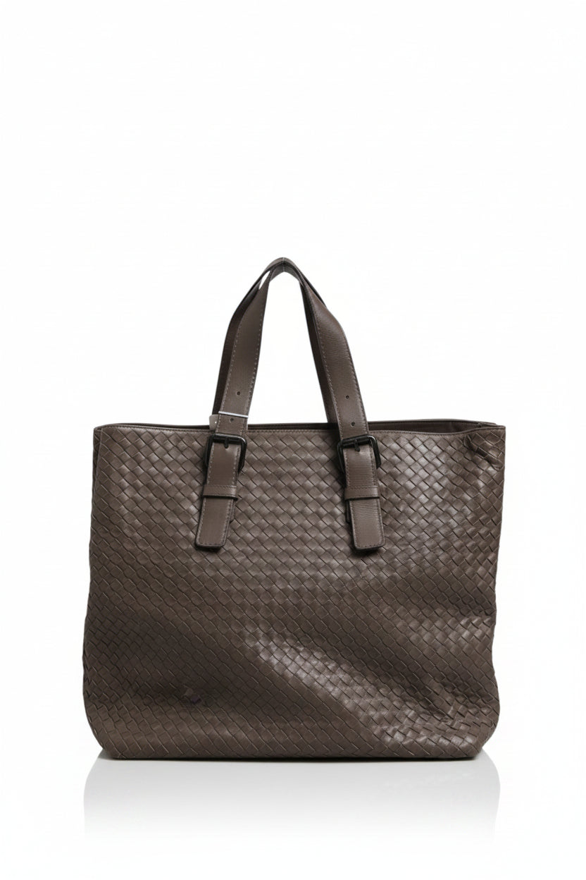 Bottega Veneta 37 Brown Intrecciato Nappa Leather Tote Bag
