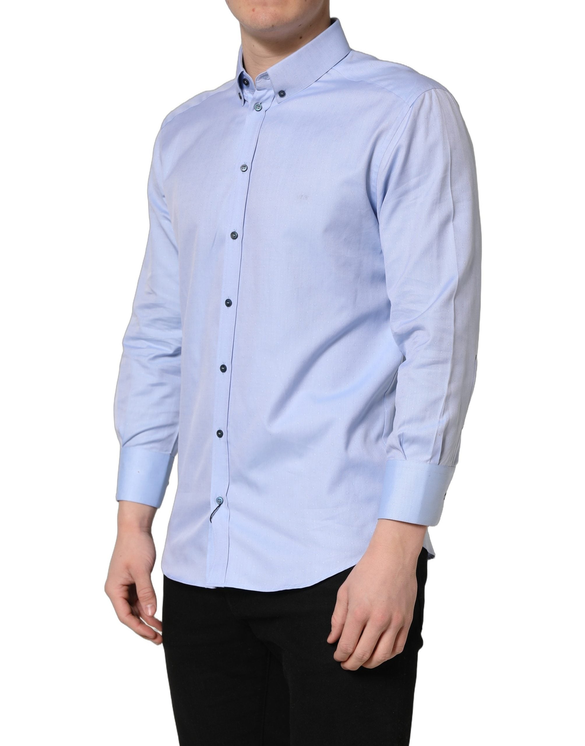 Dolce & Gabbana Light Blue Cotton Dress Formal Men Shirt