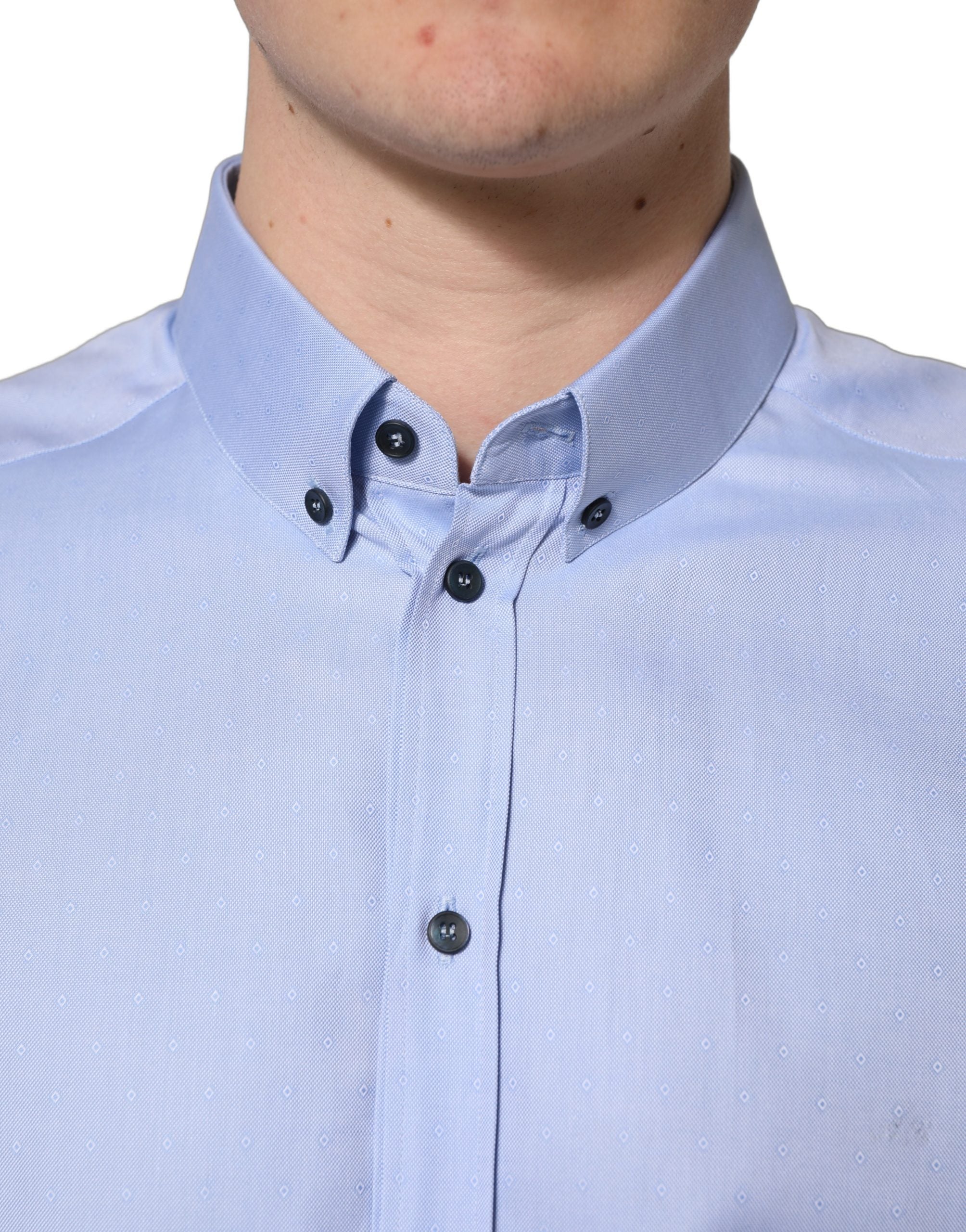 Dolce & Gabbana Light Blue Cotton Dress Formal Men Shirt